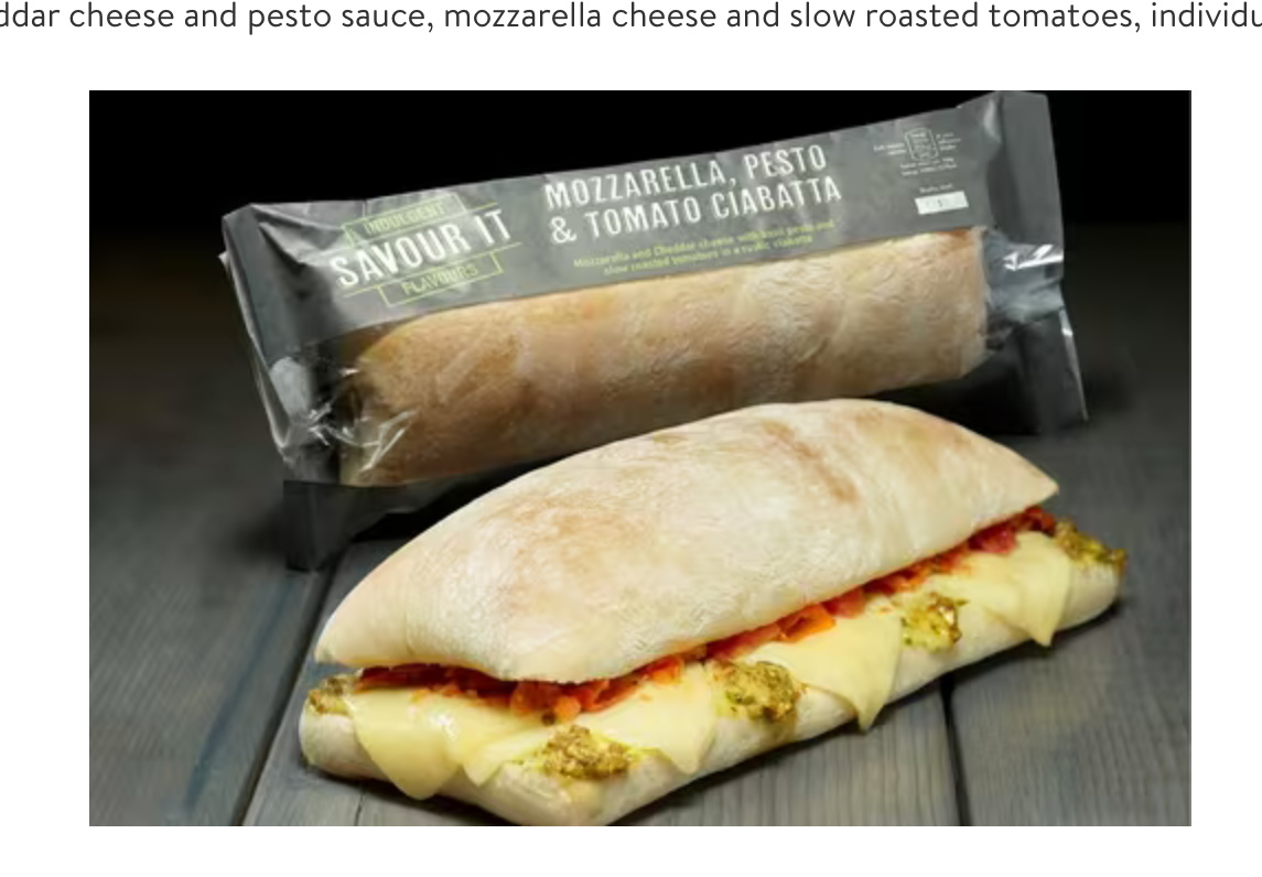 Mozzerella, pesto and tomato ciabatta